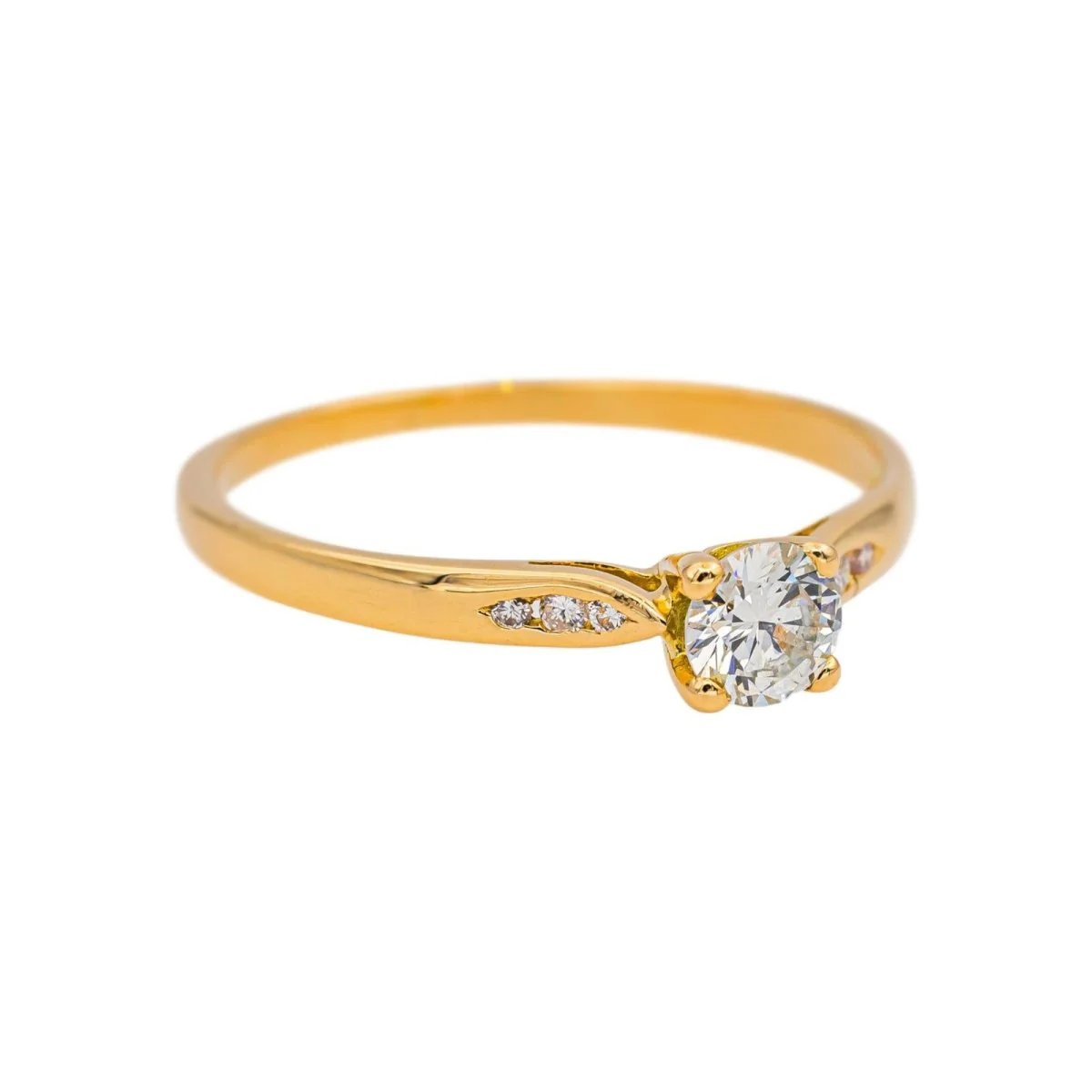 Bague Solitaire en or jaune et diamants - Image 6