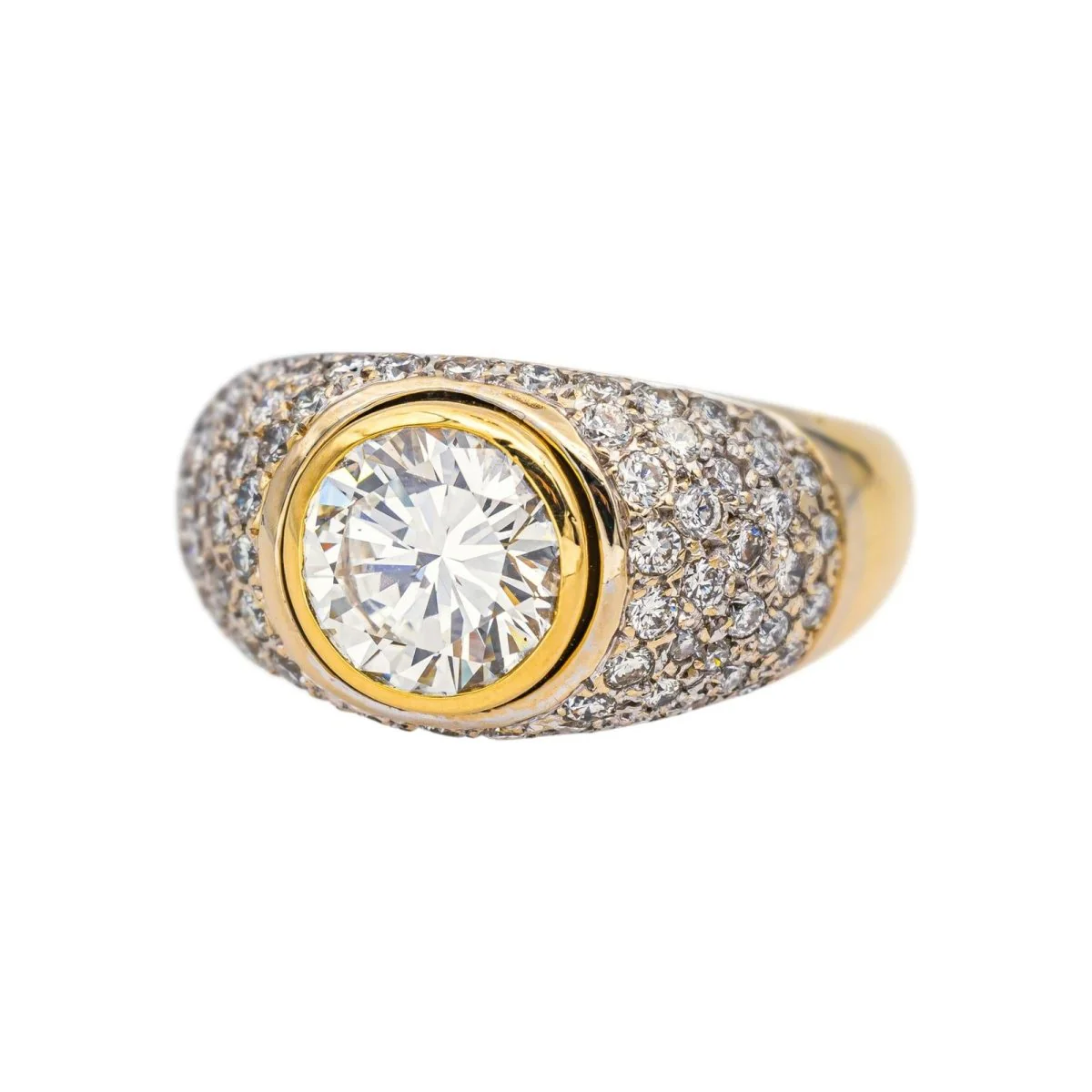 Bague Solitaire en or blanc, or jaune et diamants - Image 3