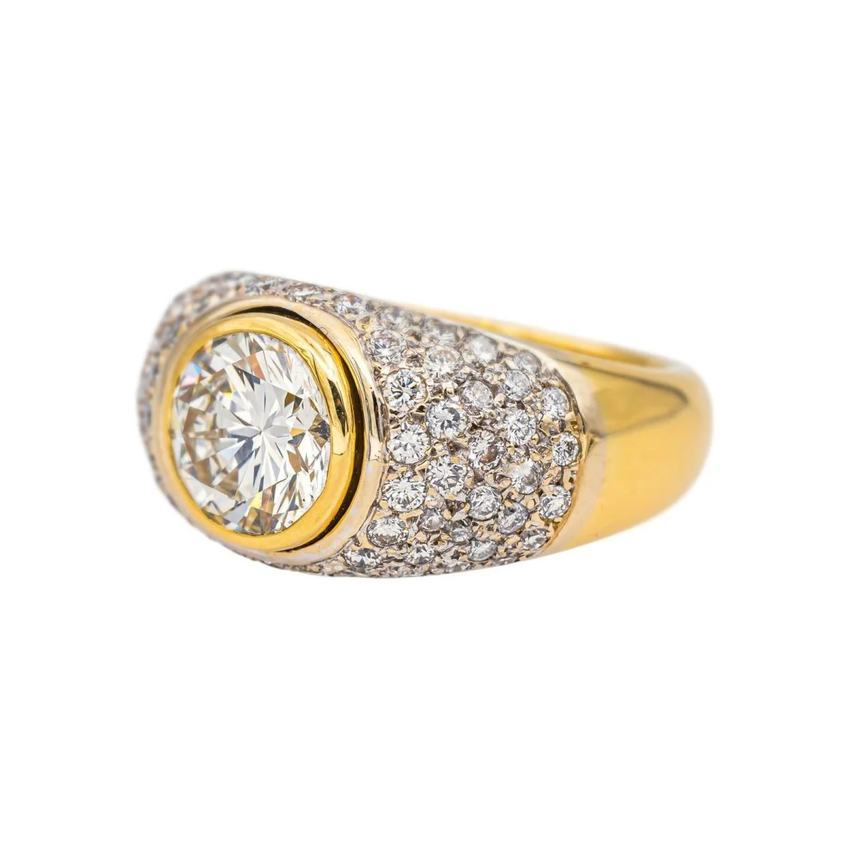 Bague Solitaire en or blanc, or jaune et diamants - Image 4