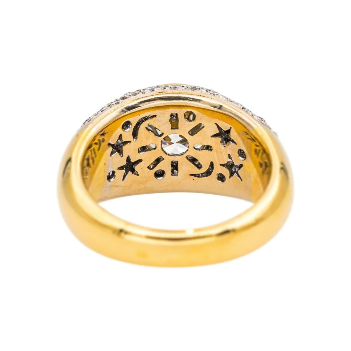 Bague Solitaire en or blanc, or jaune et diamants - Image 5