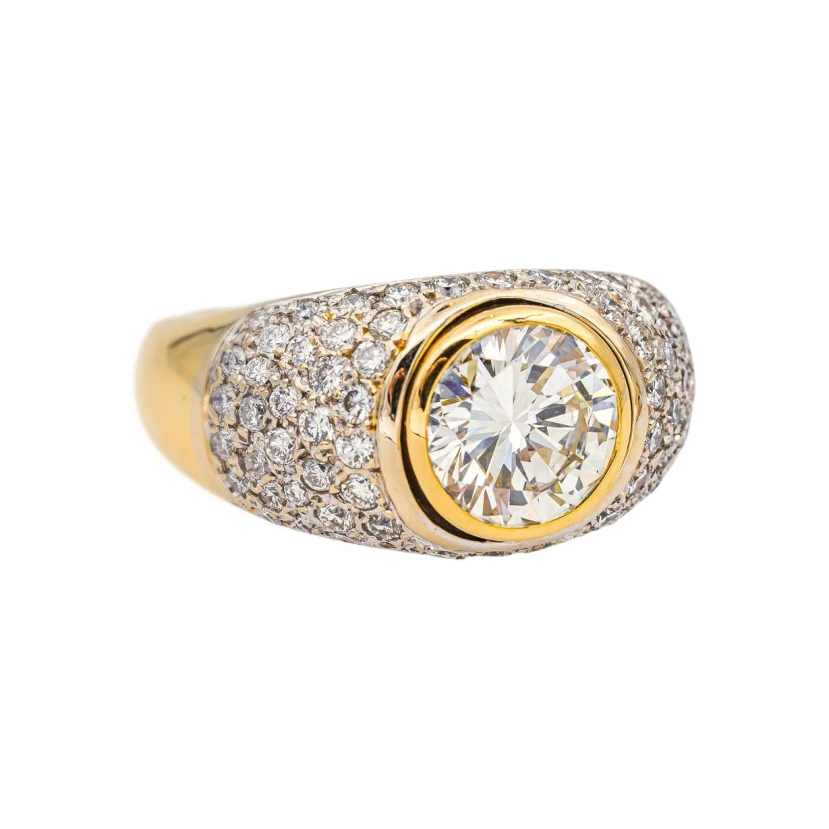 Bague Solitaire en or blanc, or jaune et diamants - Image 6