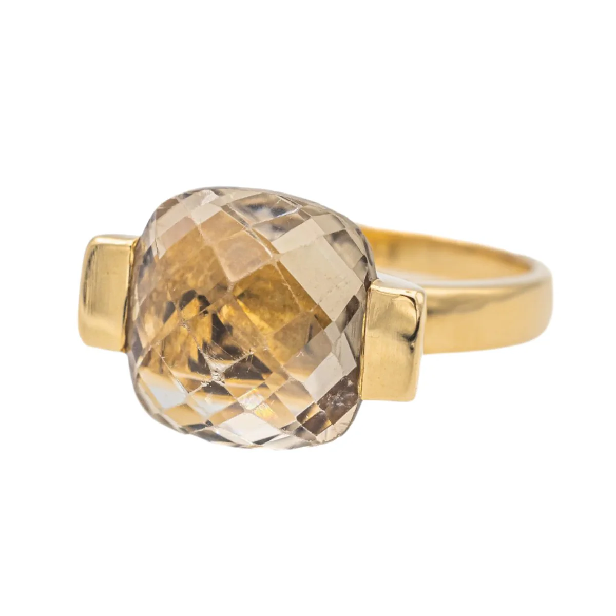 Bague Solitaire en or jaune et quartz fumé - Image 3