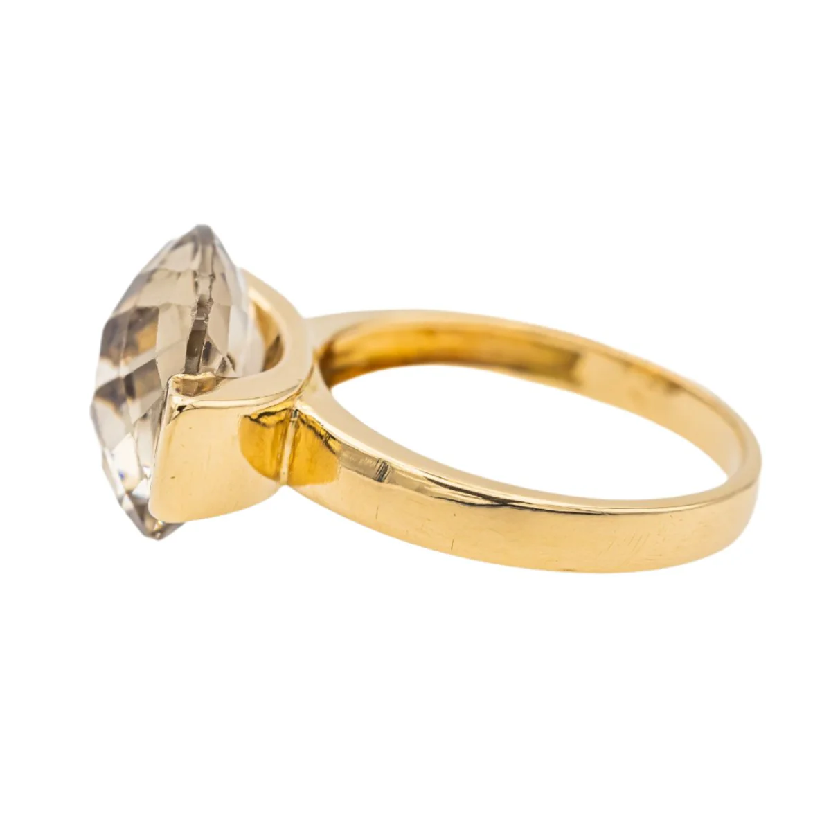 Bague Solitaire en or jaune et quartz fumé - Image 4