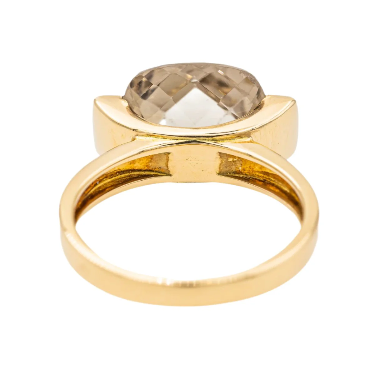 Bague Solitaire en or jaune et quartz fumé - Image 5
