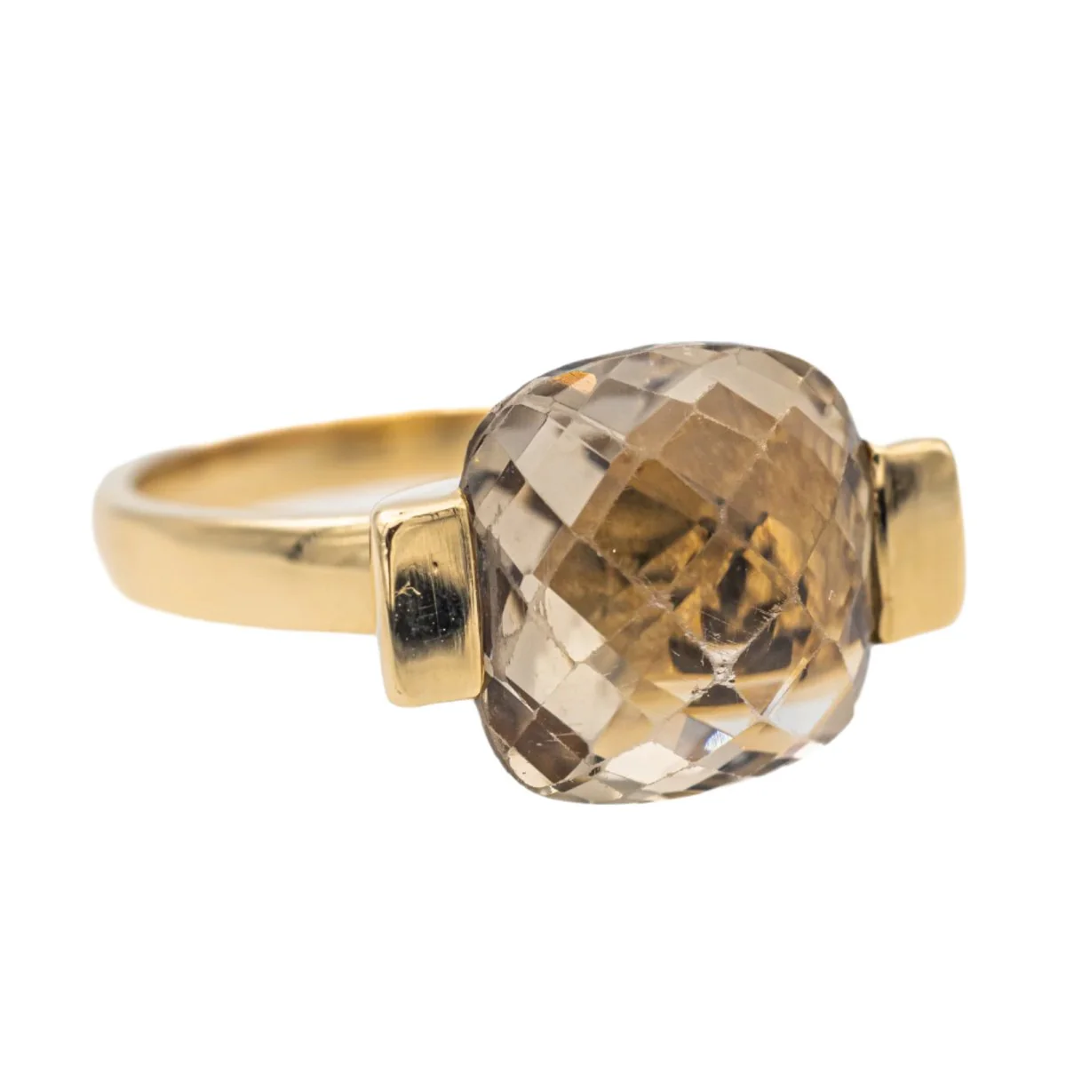 Bague Solitaire en or jaune et quartz fumé - Image 6