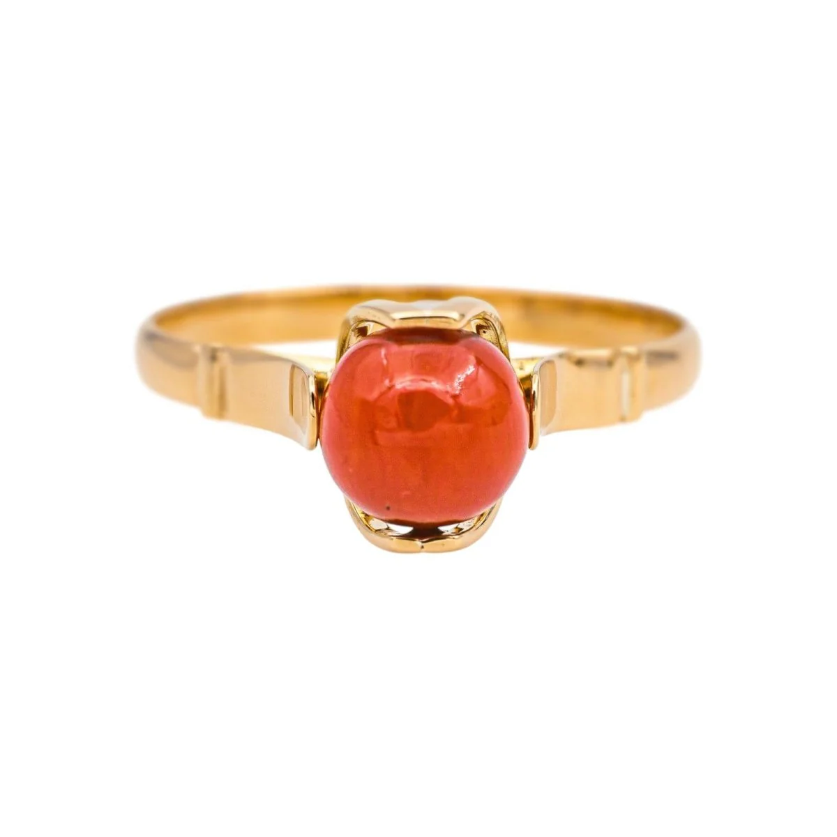 Bague Solitaire en or rose et corail