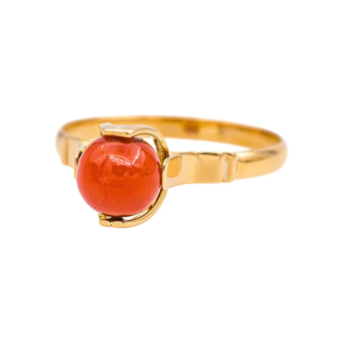 Bague Solitaire en or rose et corail - Image 3