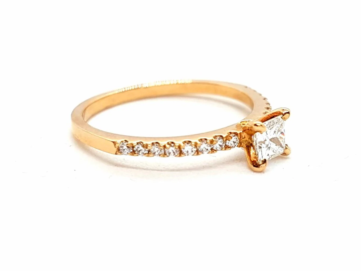 Bague Solitaire Or rose Diamant - Image 9