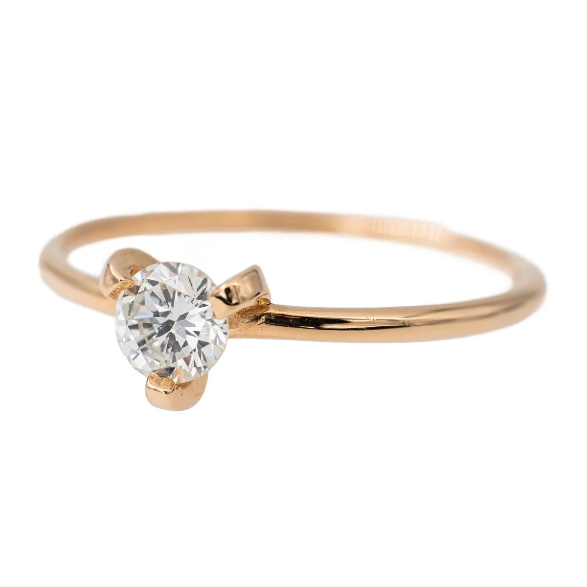 Bague Solitaire en or rose et diamant - Image 2