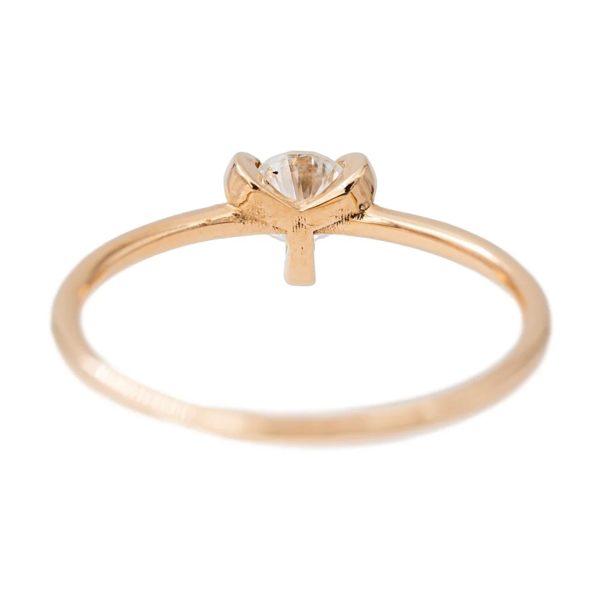 Bague Solitaire en or rose et diamant - Image 4