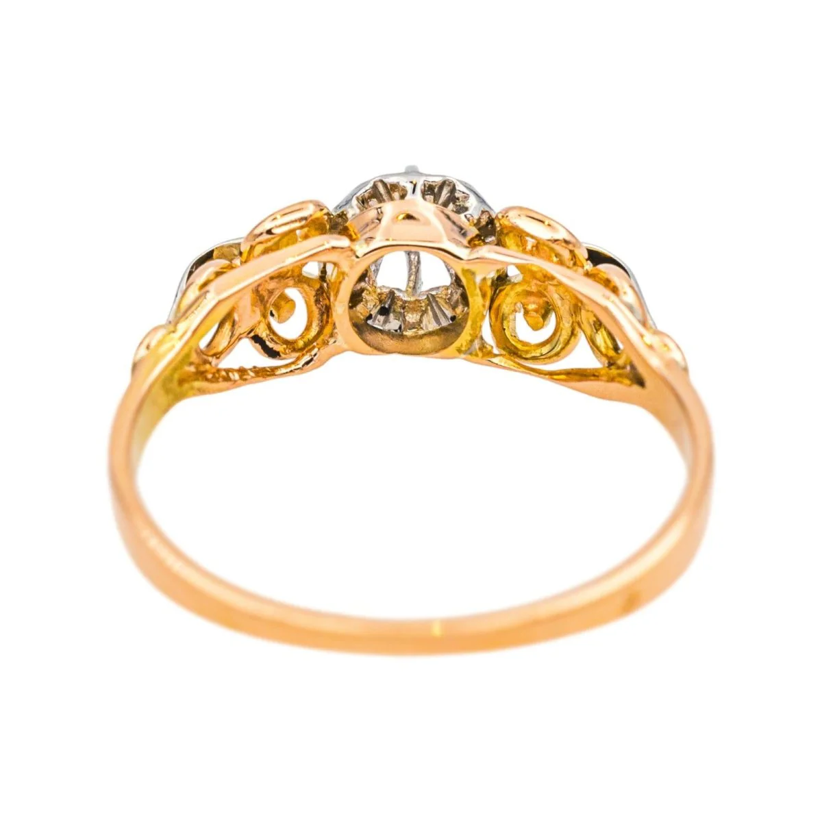 Bague Solitaire en or rose, platine et diamant - Image 5