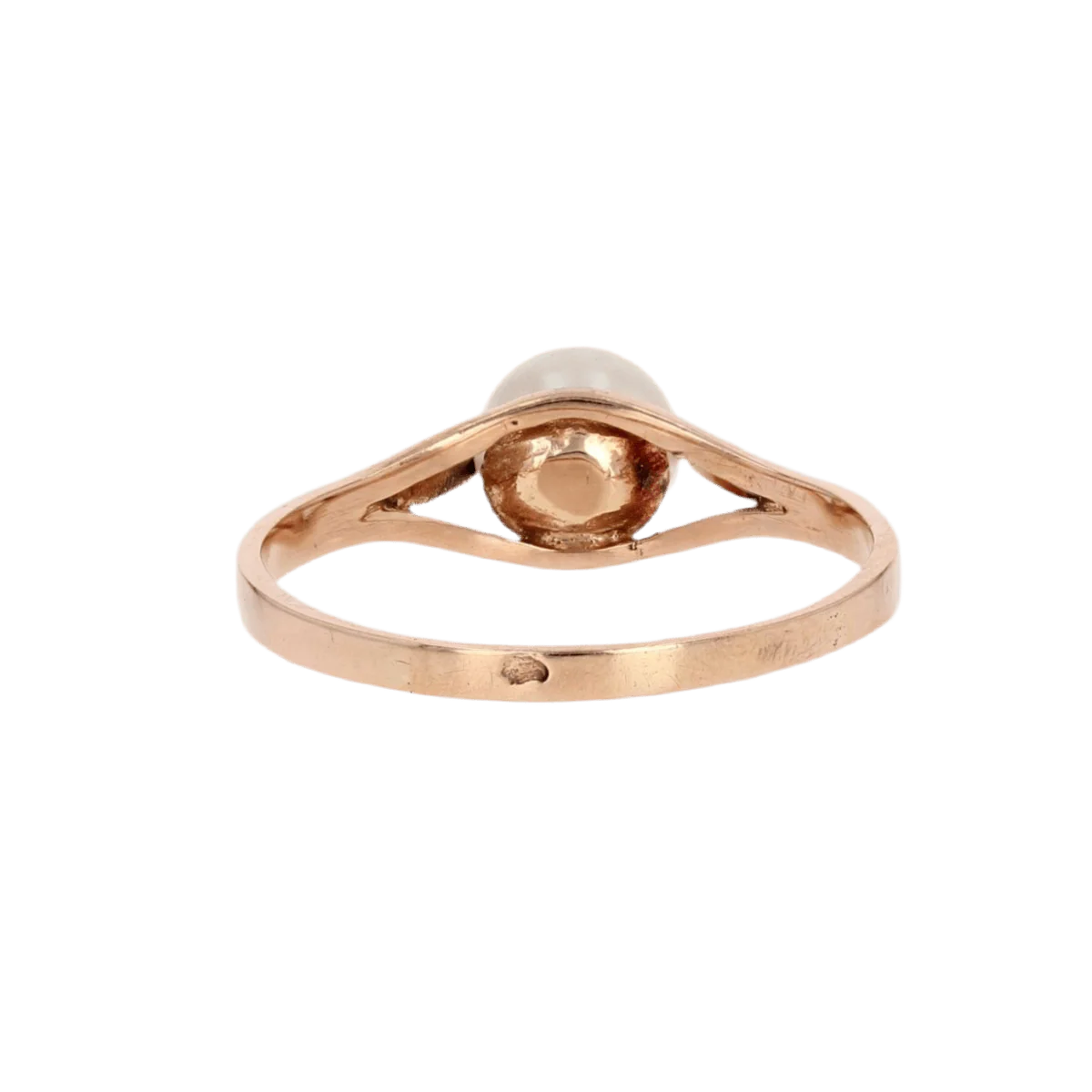 Bague Solitaire en or rose et perle - Image 4