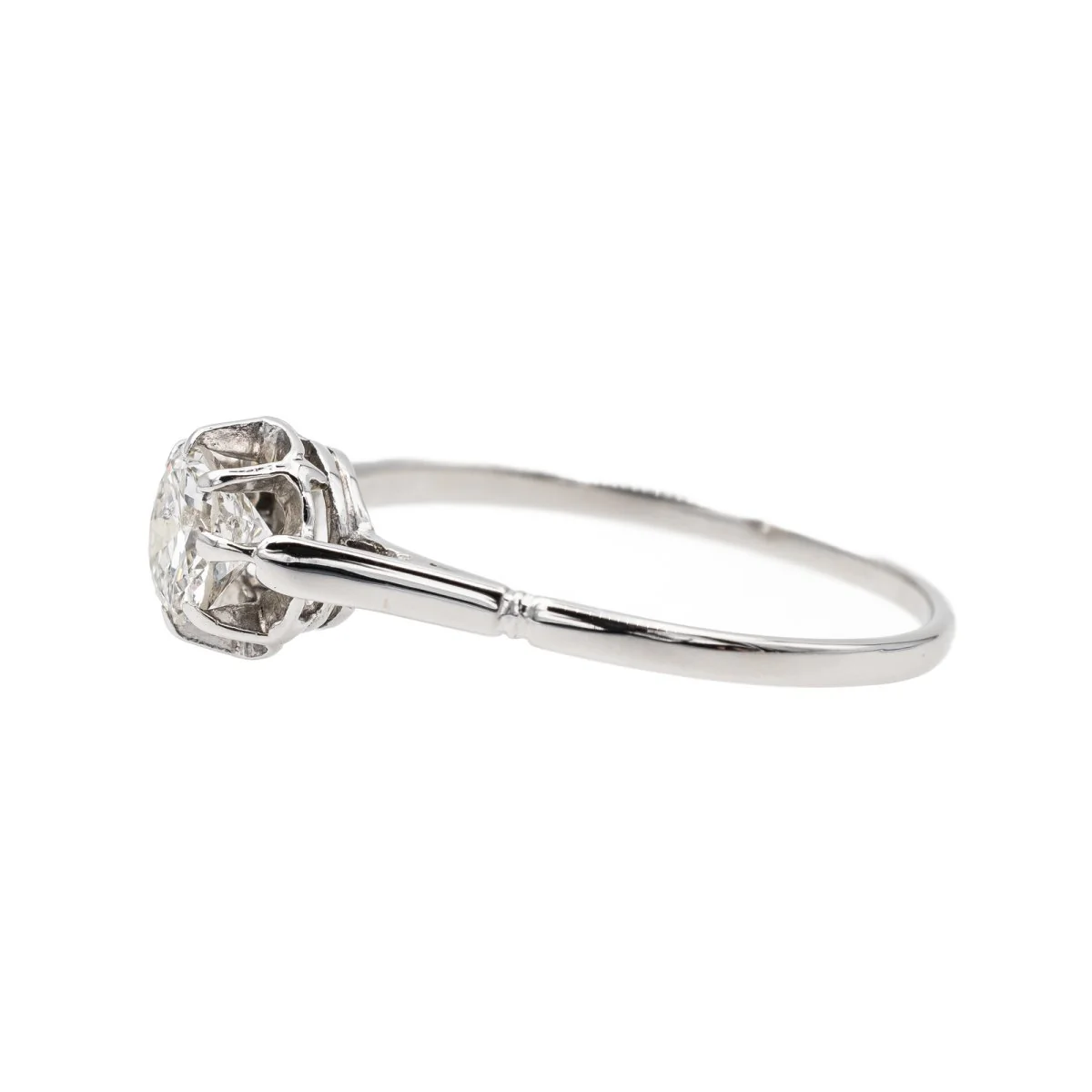 Bague Solitaire en platine et diamant - Image 4