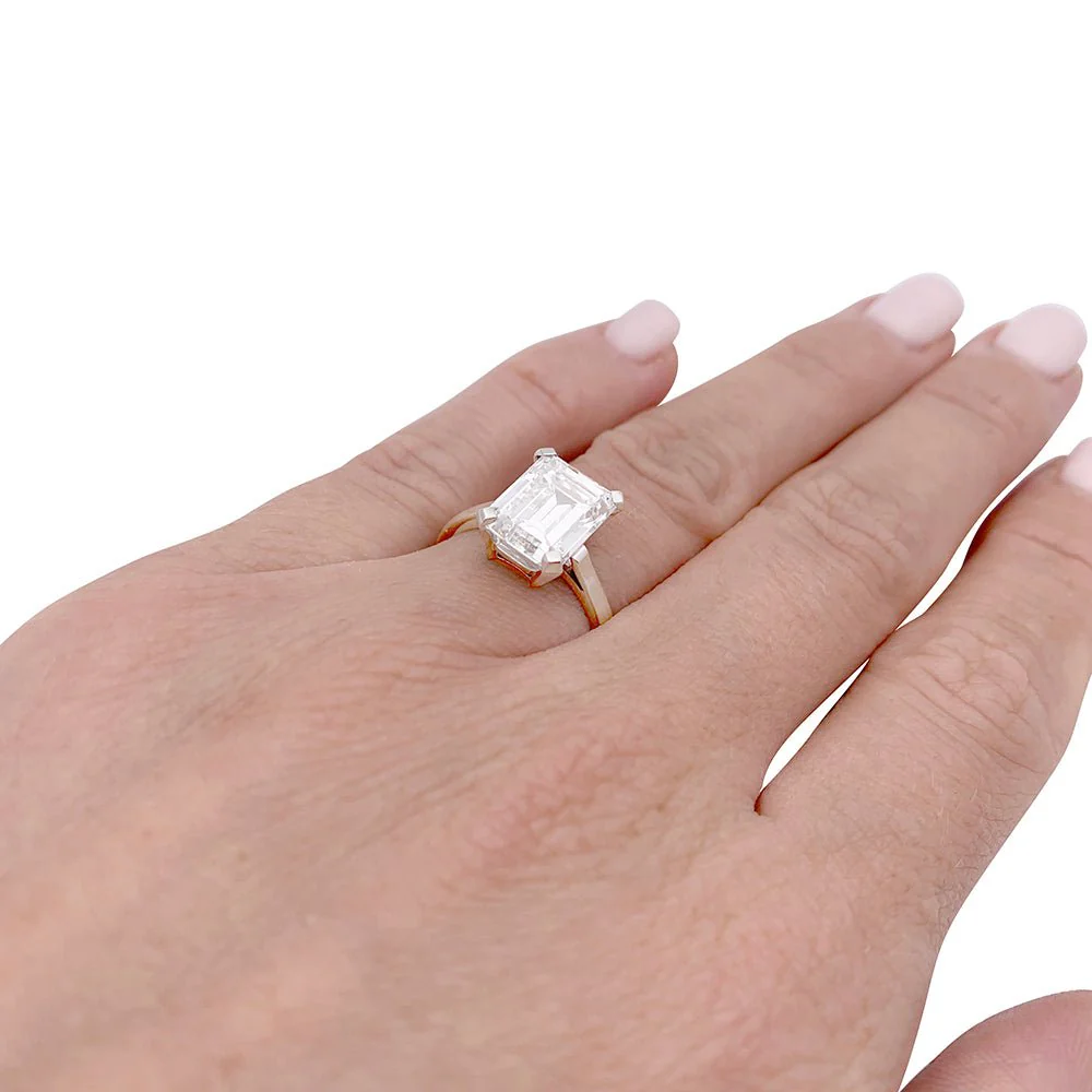 Bague Solitaire en platine, or blanc et diamant - Image 3