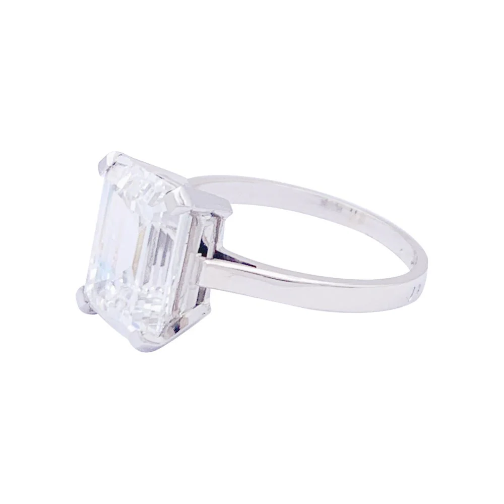 Bague Solitaire en platine, or blanc et diamant - Image 4