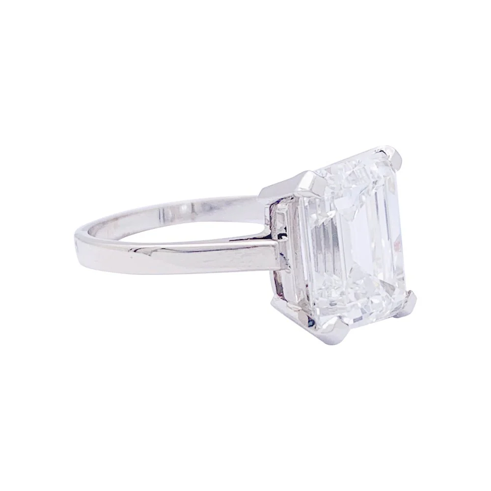 Bague Solitaire en platine, or blanc et diamant - Image 5