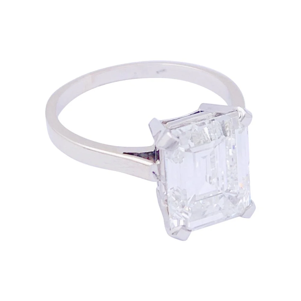 Bague Solitaire en platine, or blanc et diamant - Image 6