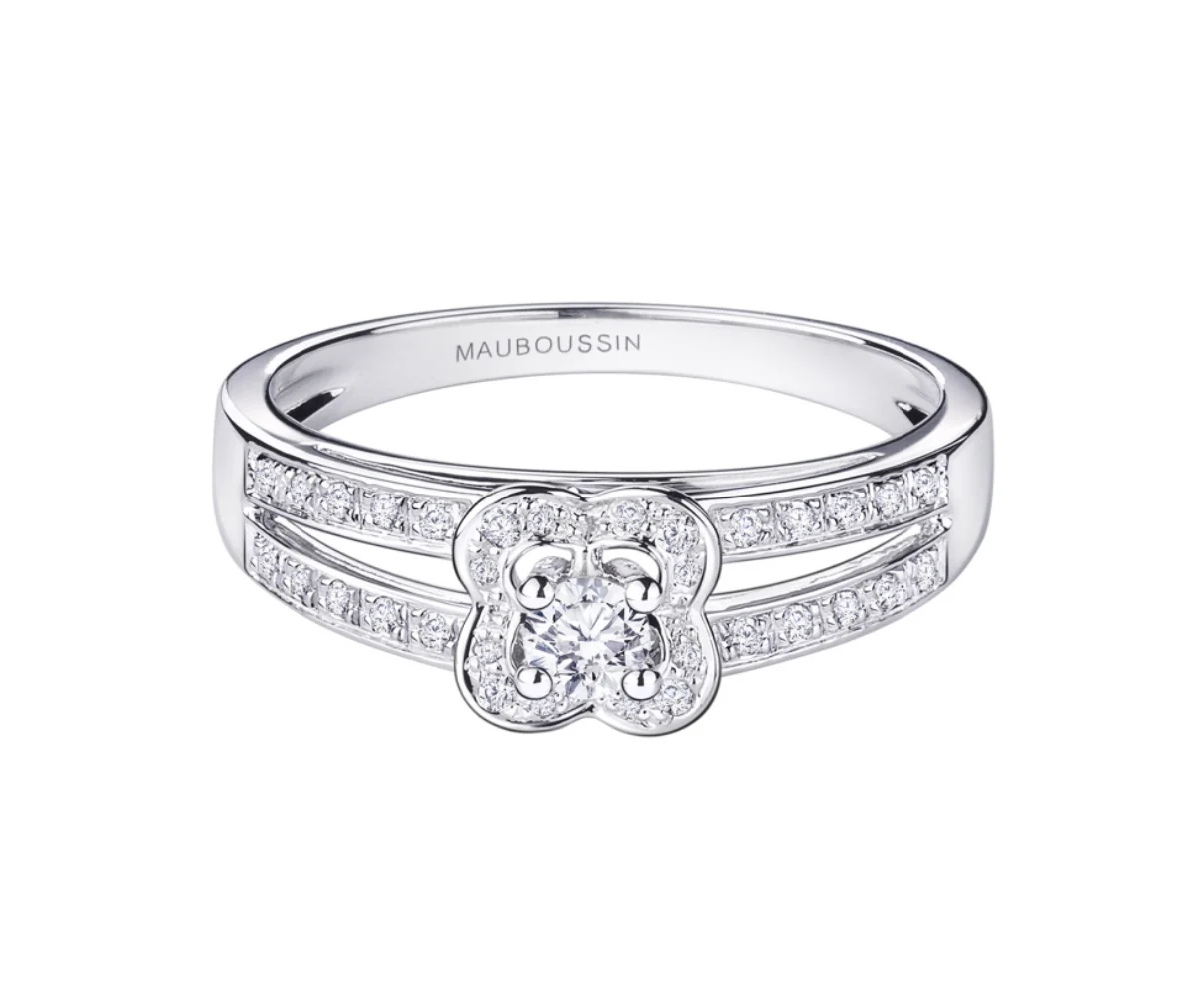 Bague Solitaire MAUBOUSSIN en or blanc et diamants