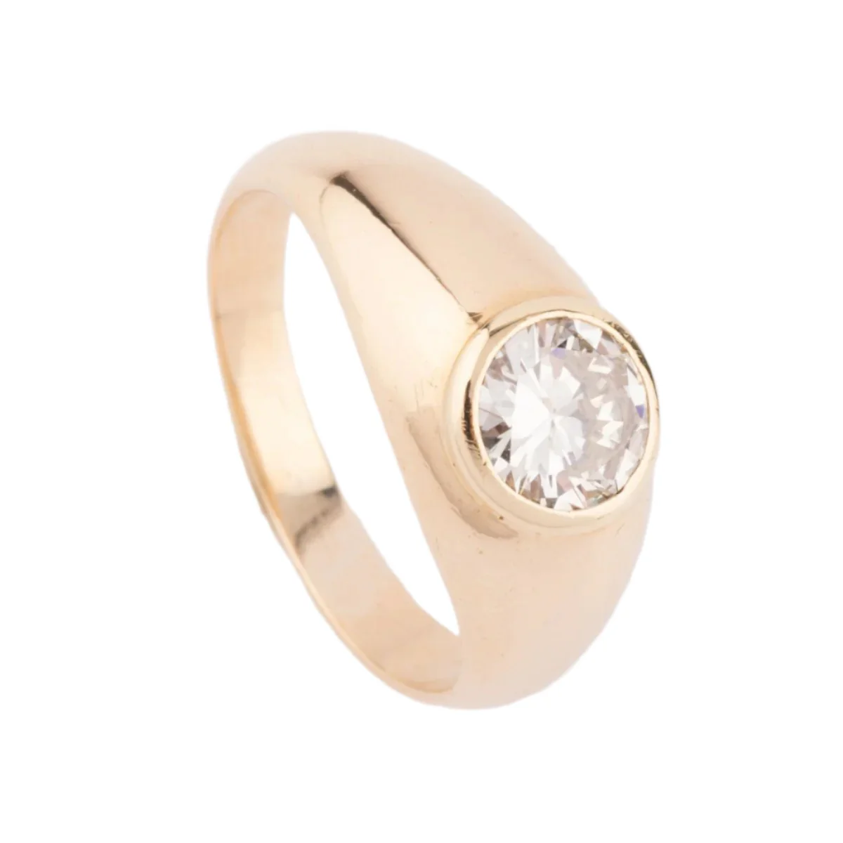Bague Solitaire en or jaune et diamant - Image 5