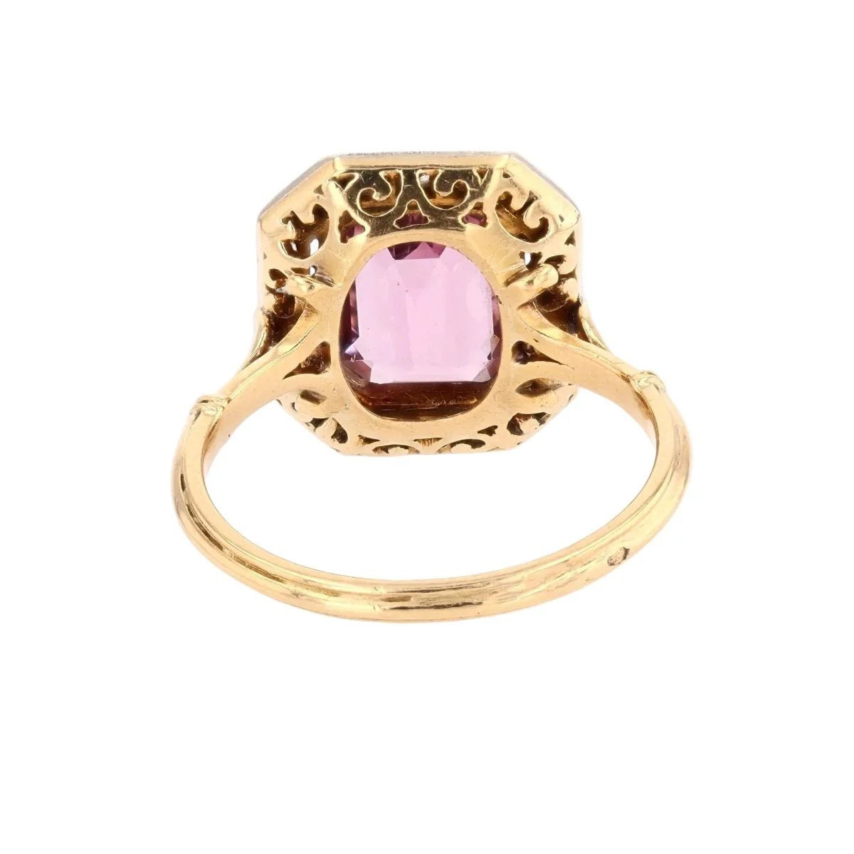 Bague Entourage en or jaune, platine, spinelle et diamants - Image 4