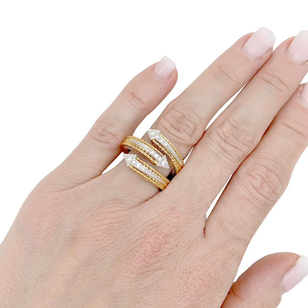 Bague Sterlé or jaune, platine, diamants. - Image 5