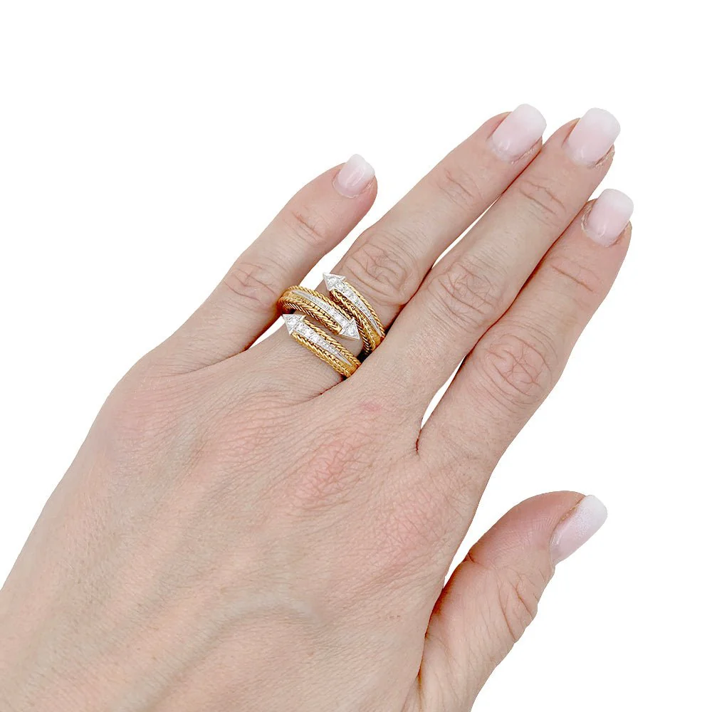 Bague Sterlé or jaune, platine, diamants. - Image 7