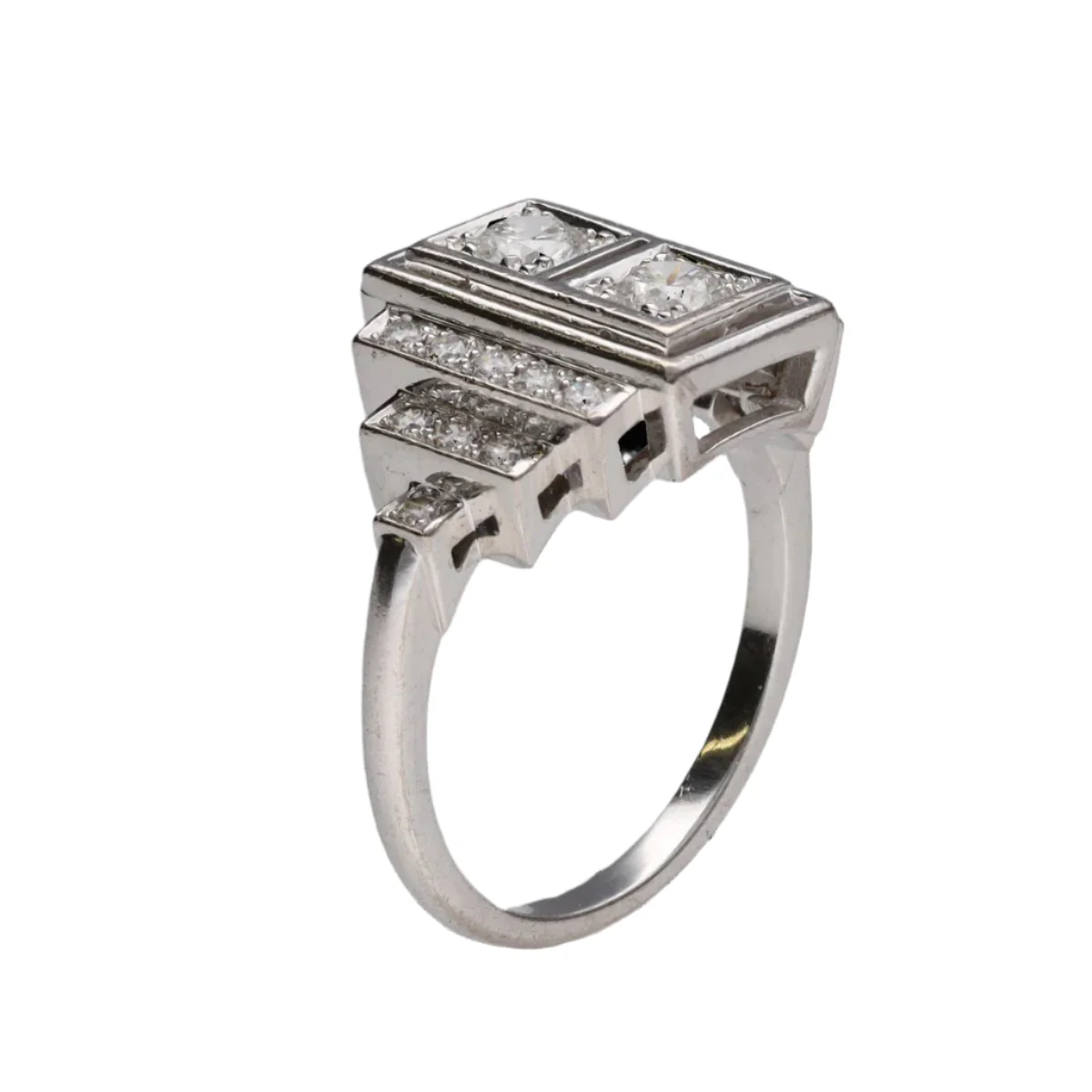 Bague Art déco en or blanc et diamants - Image 5