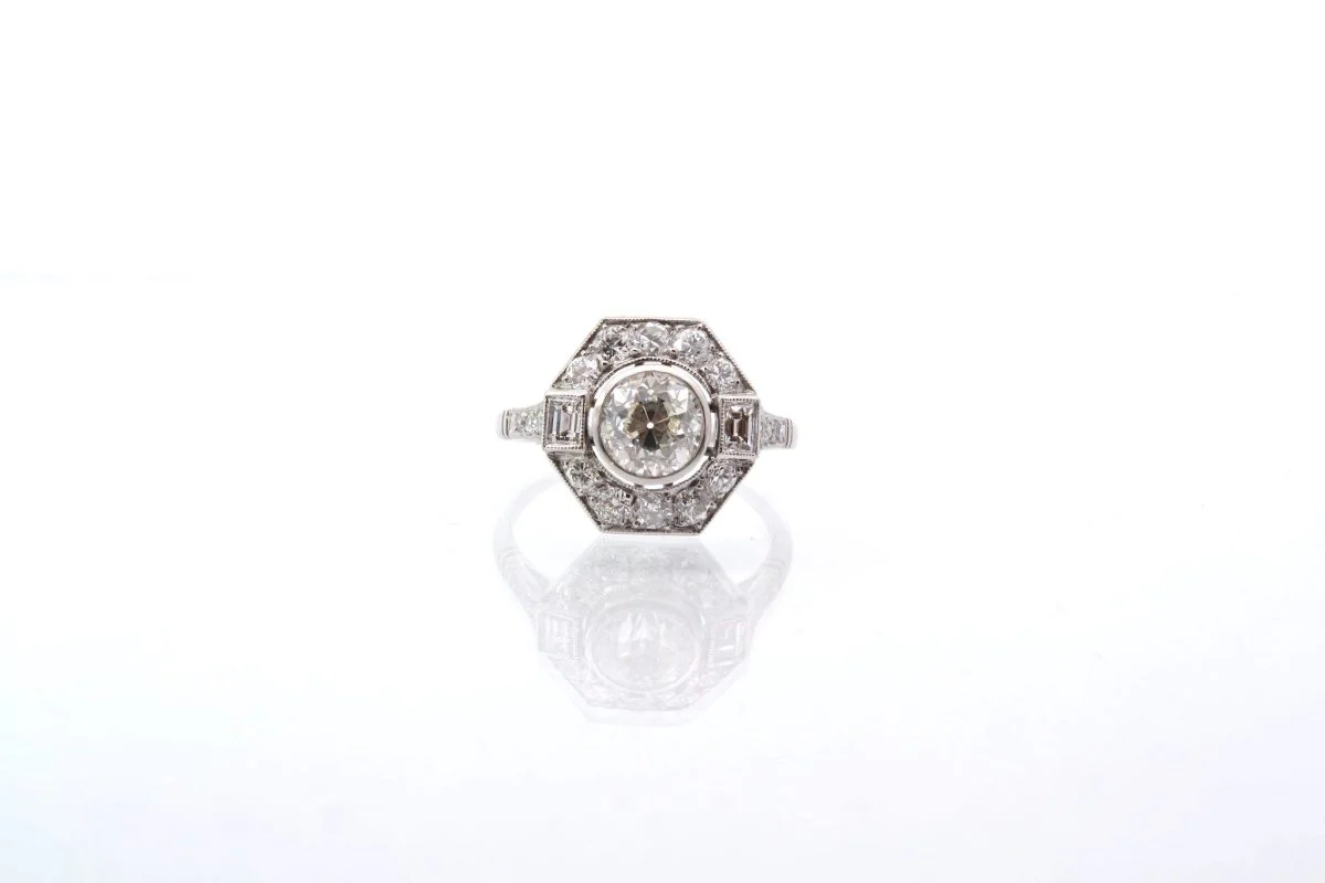 Bague style art déco en platine sertie de diamants - Image 3