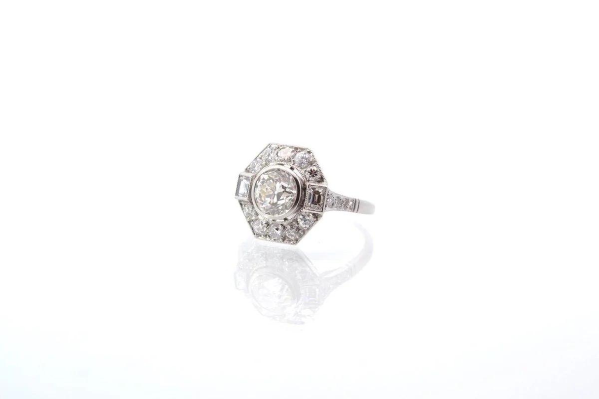 Bague style art déco en platine sertie de diamants - Image 4