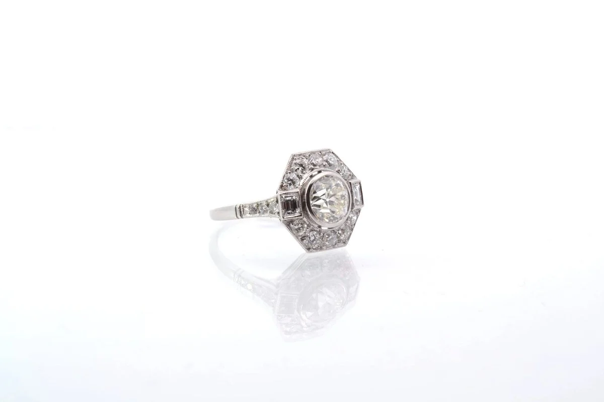Bague style art déco en platine sertie de diamants - Image 5