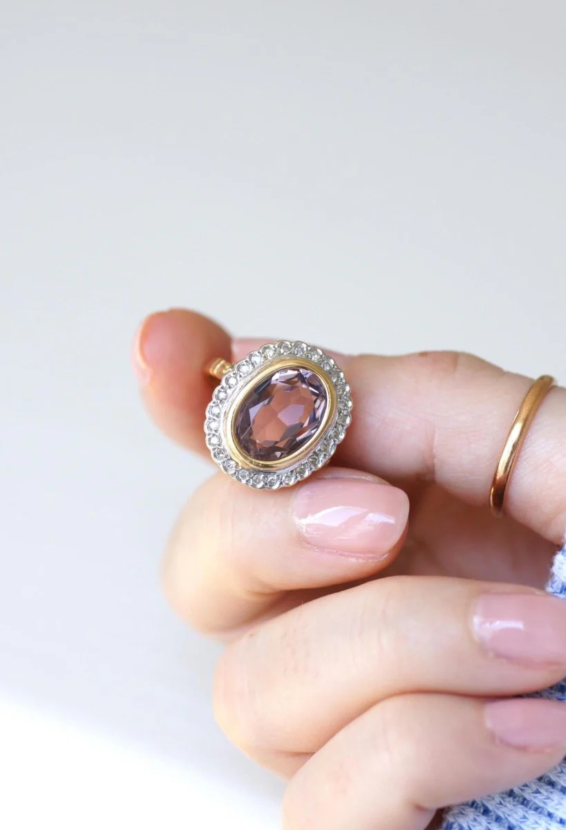 Bague Style Art Déco Améthyste et Diamants - Image 10