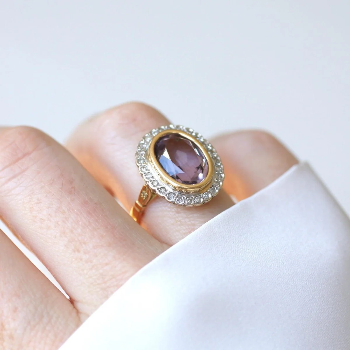 Bague Style Art Déco Améthyste et Diamants - Image 2