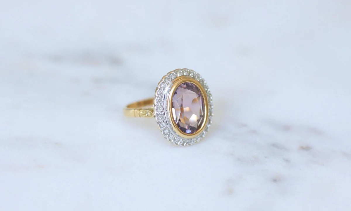 Bague Style Art Déco Améthyste et Diamants - Image 3