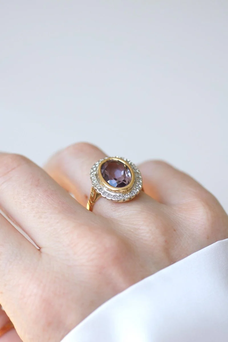 Bague Style Art Déco Améthyste et Diamants - Image 4