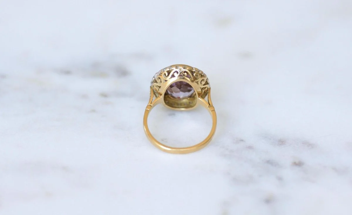 Bague Style Art Déco Améthyste et Diamants - Image 5