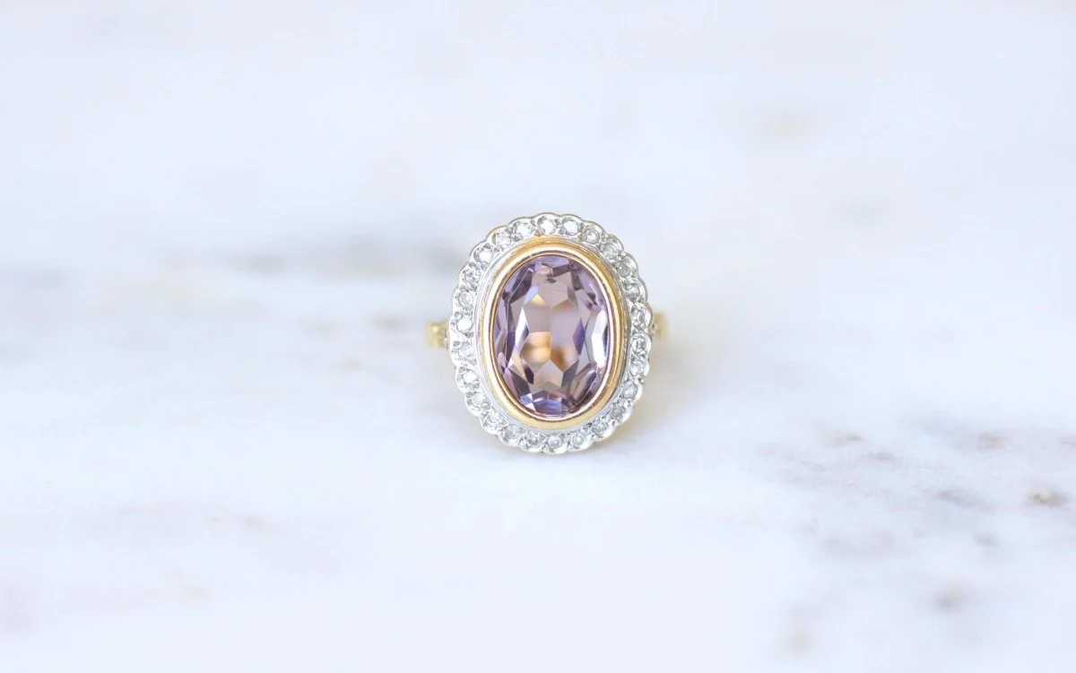 Bague Style Art Déco Améthyste et Diamants - Image 6