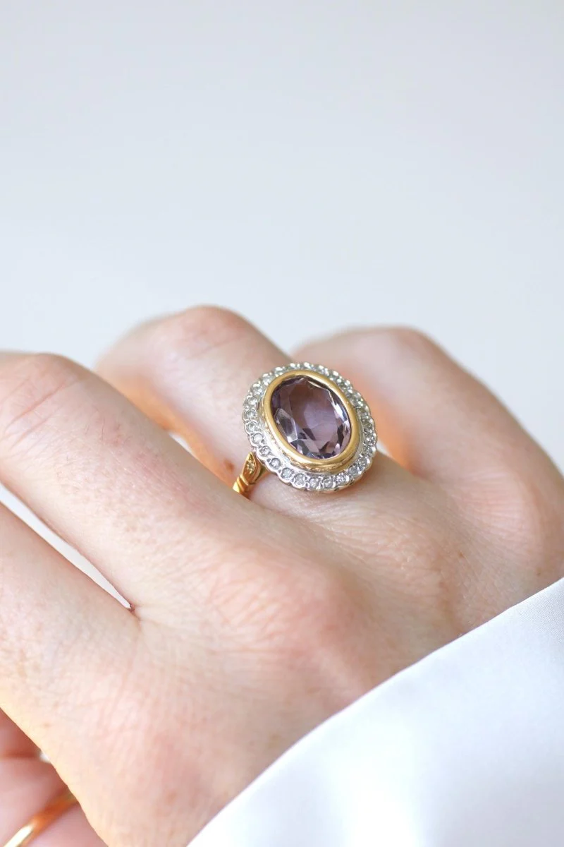 Bague Style Art Déco Améthyste et Diamants - Image 7