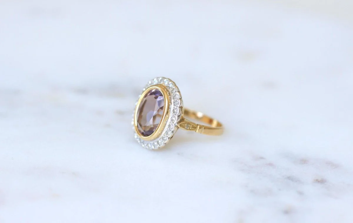 Bague Style Art Déco Améthyste et Diamants - Image 8