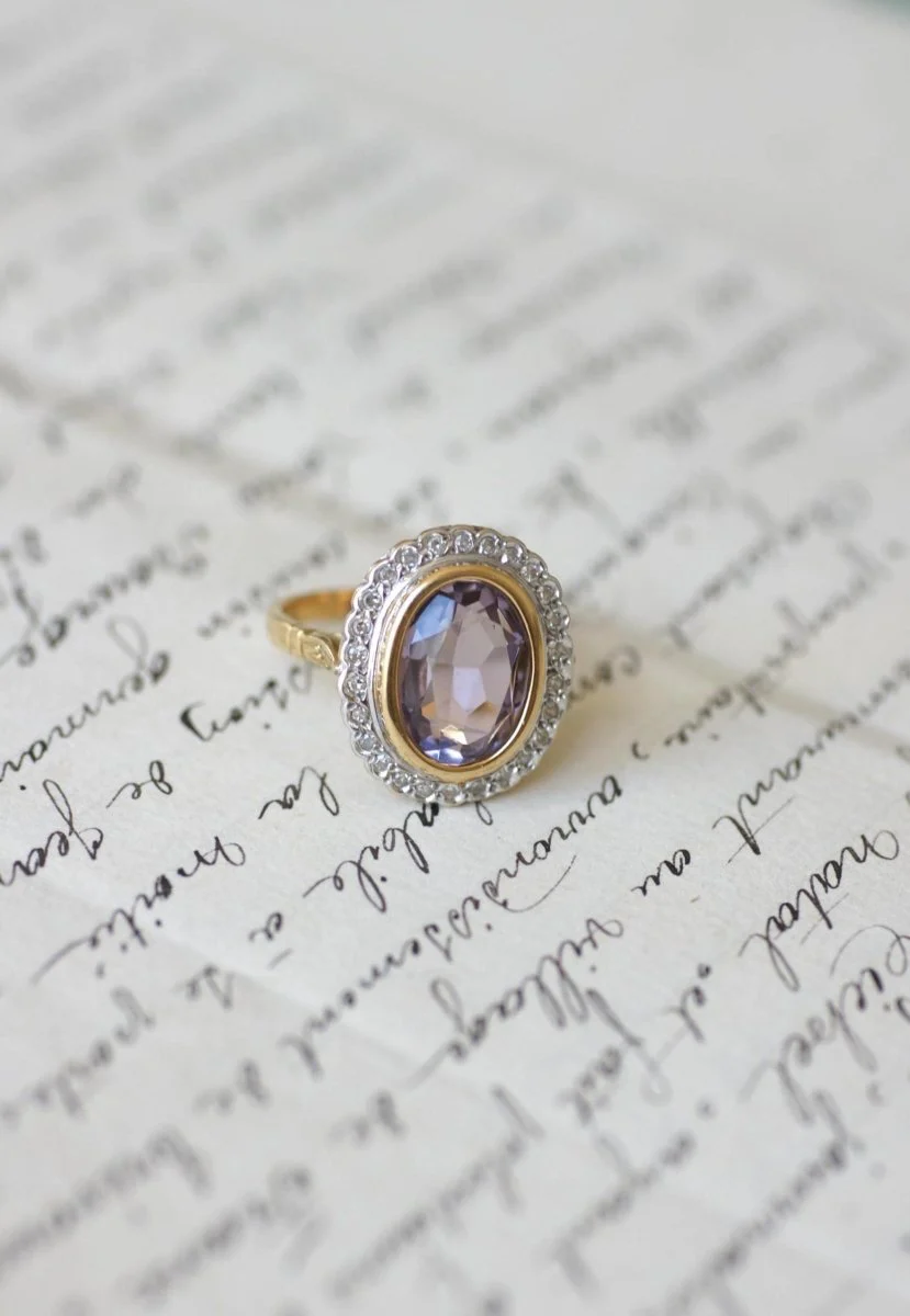 Bague Style Art Déco Améthyste et Diamants - Image 9