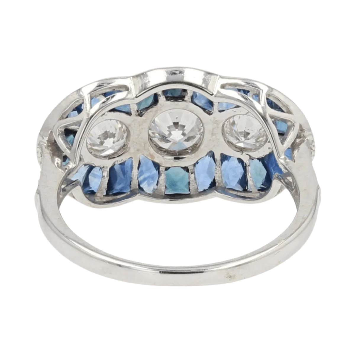 Bague Trilogie en or blanc, saphirs et diamants - Image 4