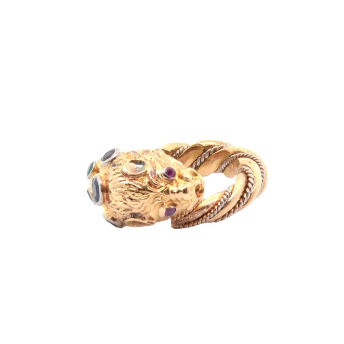Bague en or, émeraude, saphir et rubis