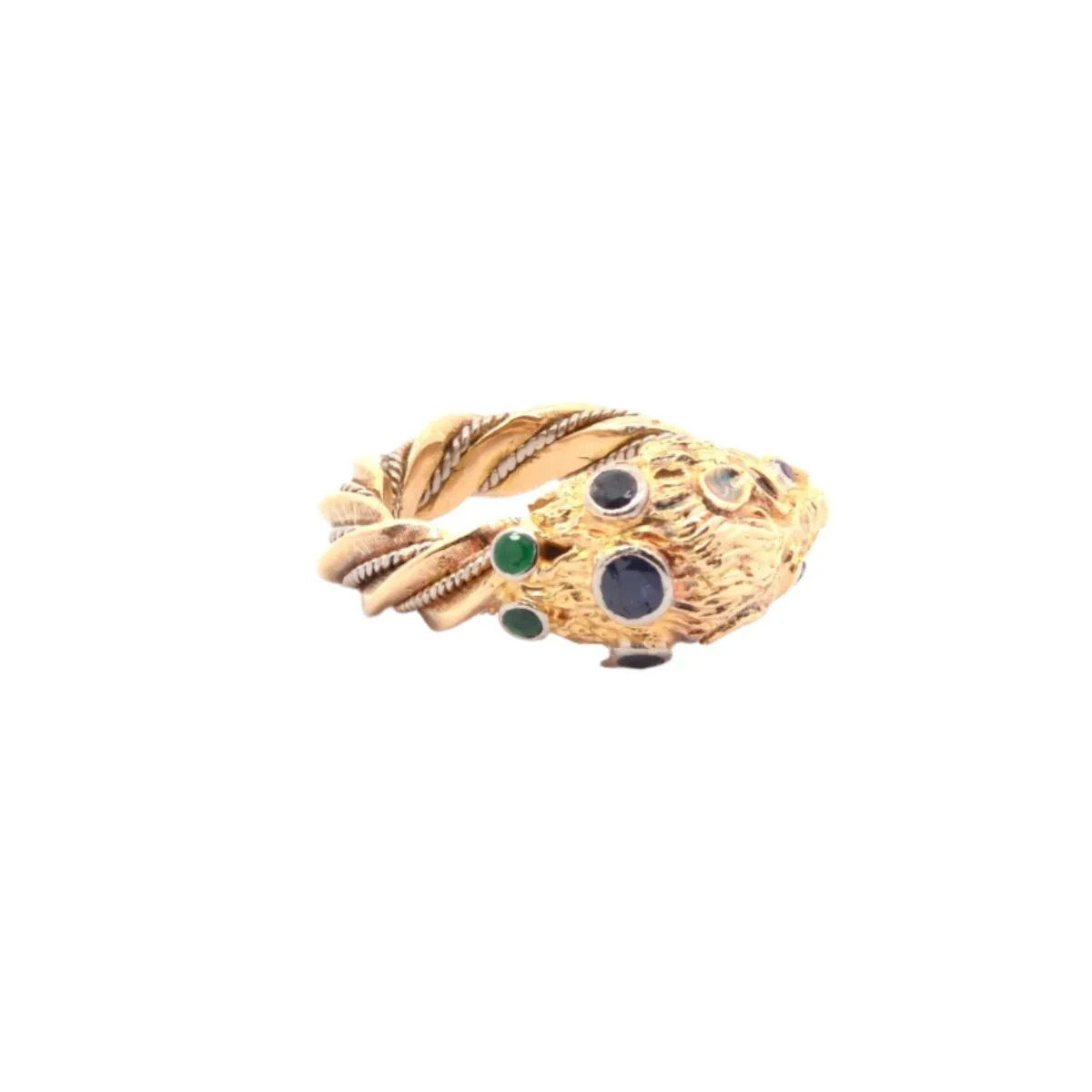 Bague en or, émeraude, saphir et rubis - Image 4