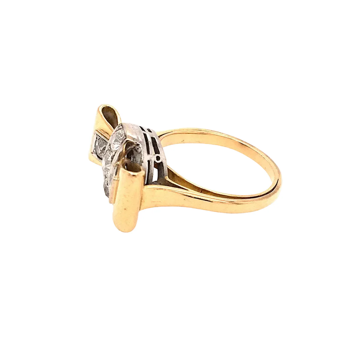 Bague Tank en or jaune, platine et diamants - Image 3