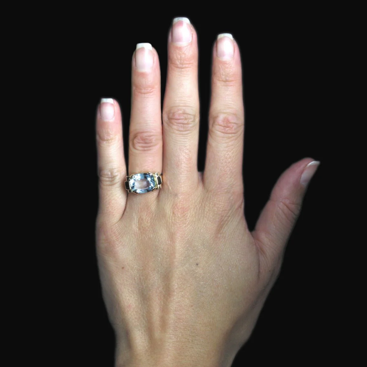 Bague Tank en or rose et aigue-marine - Image 2