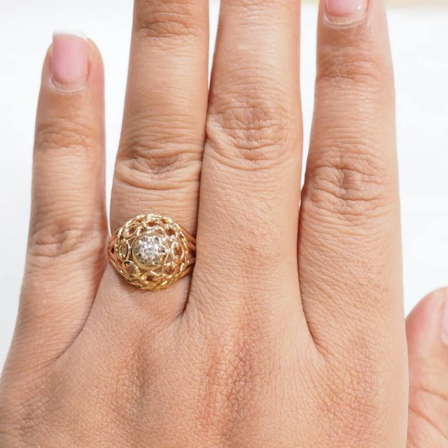 Bague Tank en or rose et diamant - Image 2