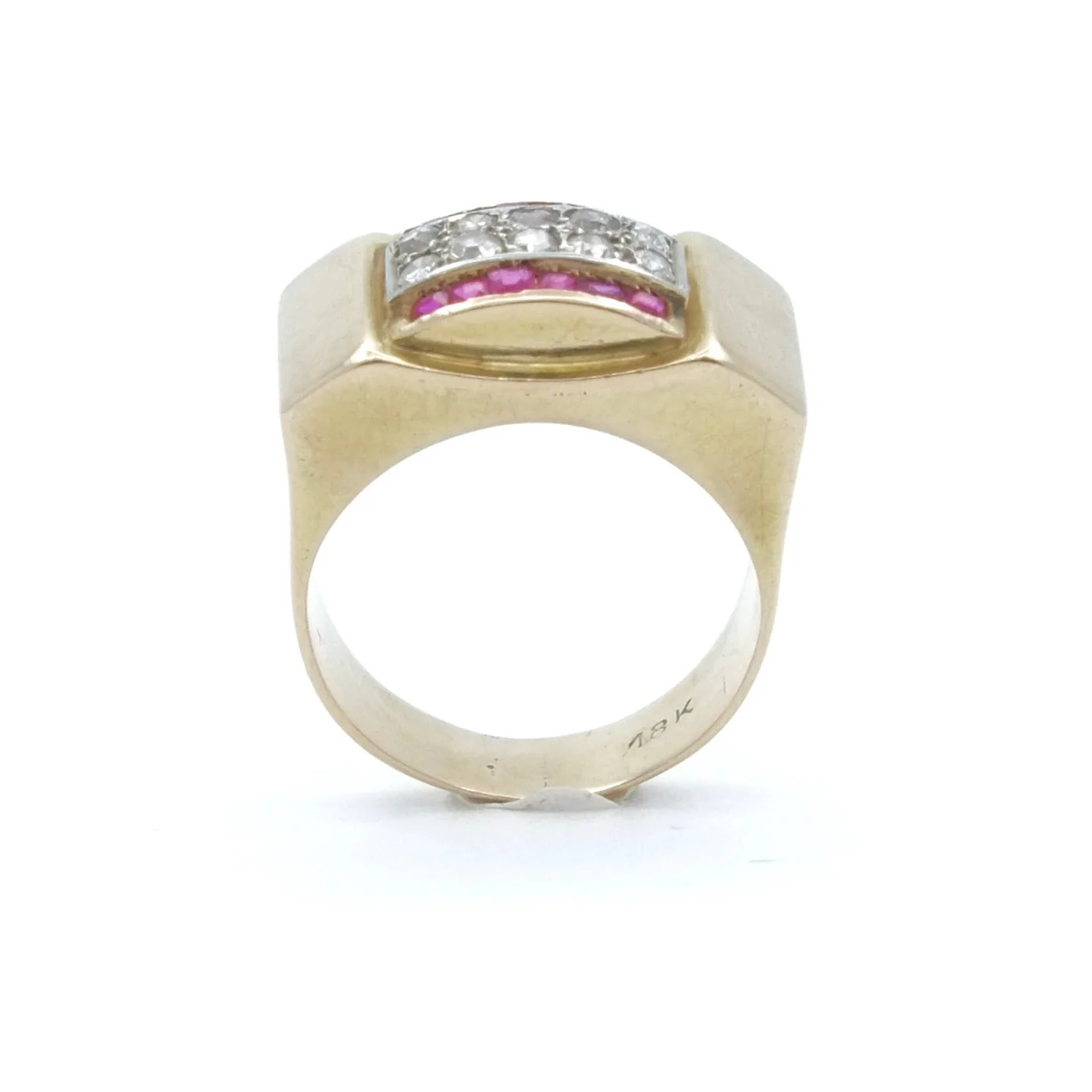 Bague tank arcade en or jaune et or gris avec diamants et rubis - Image 5