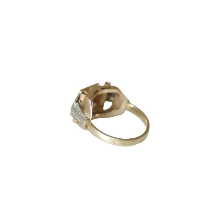 Bague Tank Art Déco en or jaune, or blanc et diamant - Image 4