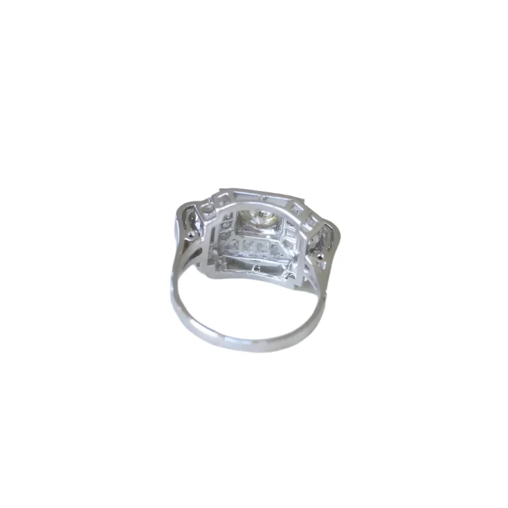 Bague Tank Art Déco en or blanc et diamants - Image 4