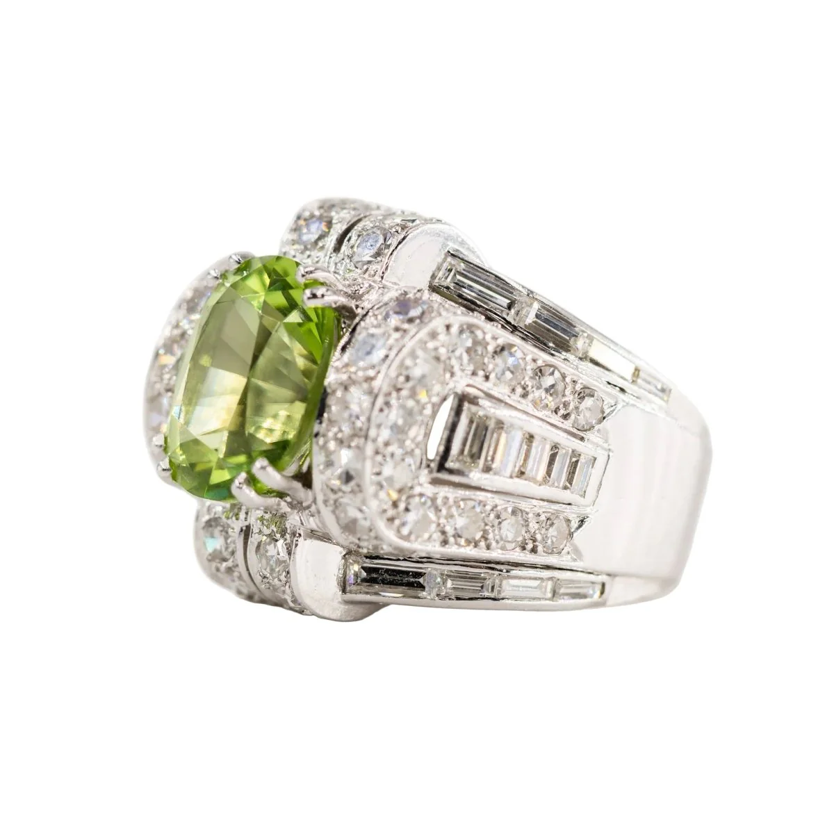Bague Tank en platine, péridot et diamants - Image 3