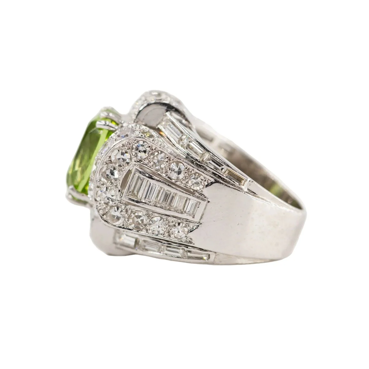 Bague Tank en platine, péridot et diamants - Image 4